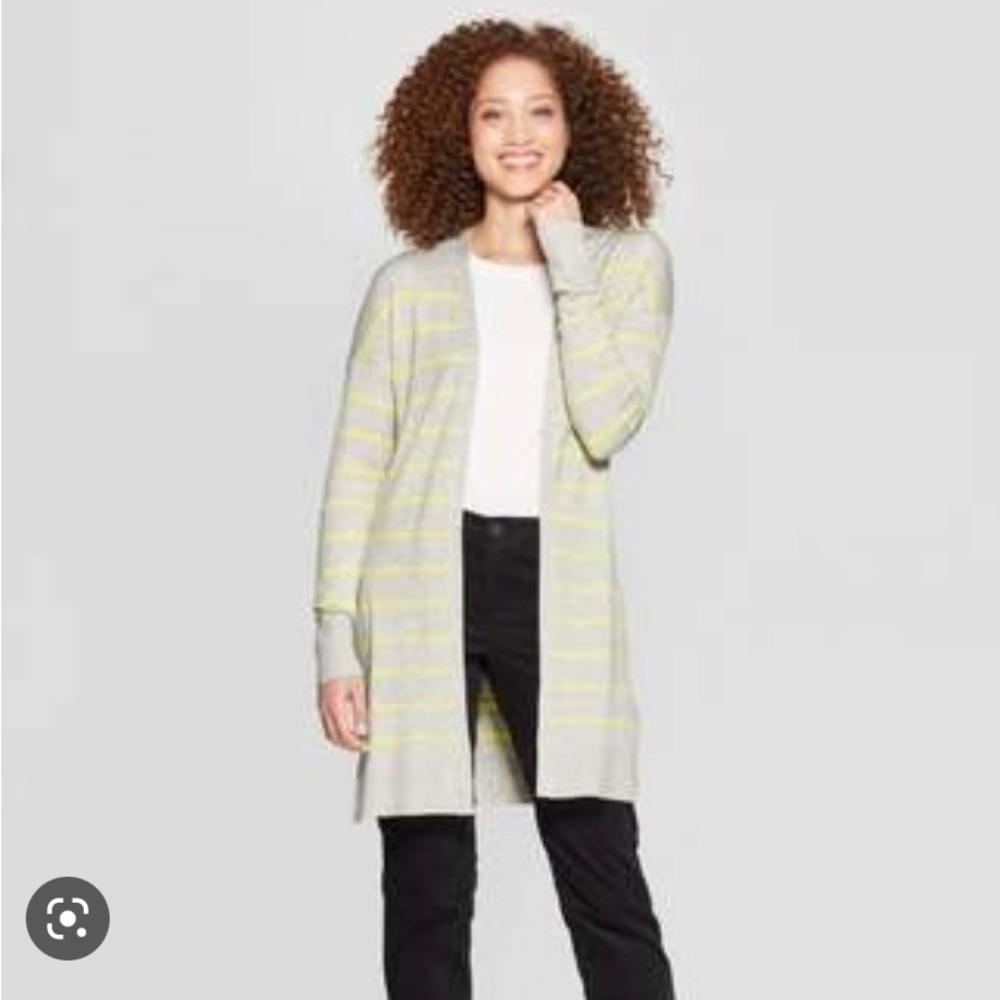A New Day Womens Striped Knee Length Cardigan